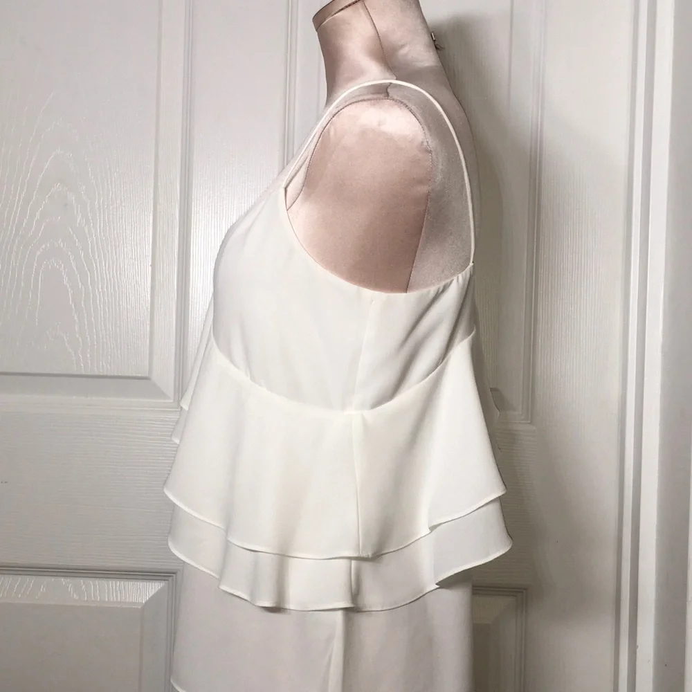 J. Crew White Ruffled Layered Cami Top Sz 4